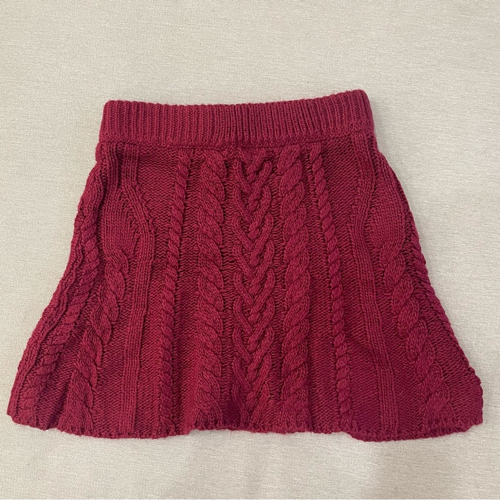 For Love And Lemons Red Cable Knit Mini Skirt